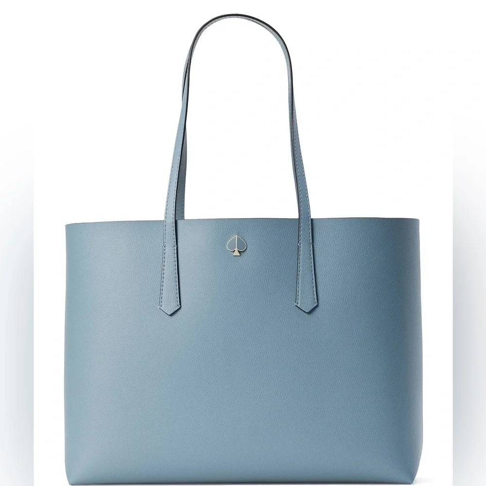 Kate Spade Light Blue Molly Cabana Tote Bag & Pouch Metal Spade Logo